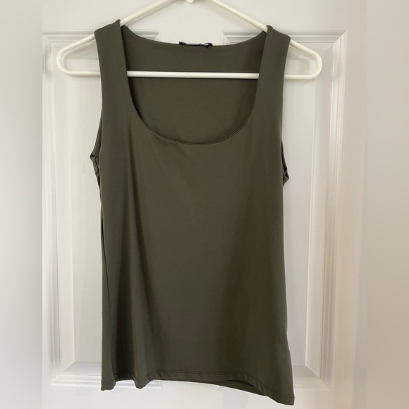 Zara Wide Strap Polyamide Tank Top Size Medium In Green - Picture 2 of 8